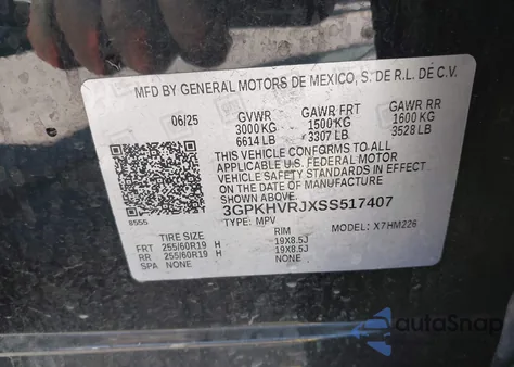 2025 Honda Prologue Ex из США, поврежденный, VIN 3GPKHVRJXSS517407